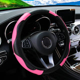 PU Carbon Fiber Leather Car Steering Wheel Cover without Inner Ring Suitable for 14.5-15 Inches Auto Supplies
