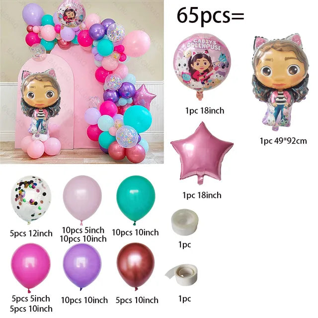 1 juego de globos de látex con forma de gato para casa de muñecas Gabby, decoración para fiestas de cumpleaños infantiles, suministros para baby shower, globos de helio para niños 