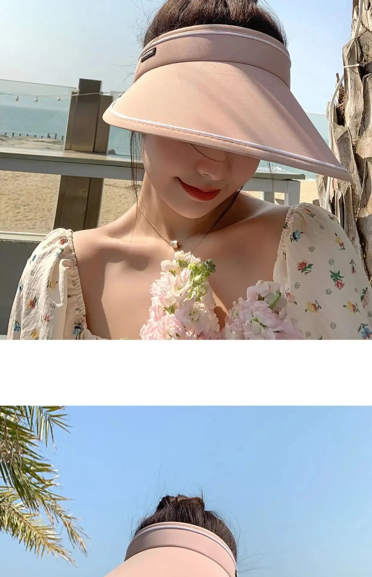 New Sun Hat Women's UV Protection Sun Hat Summer Empty Top Cap Large Brim Outdoor Cycling Face Shade Hat Woman