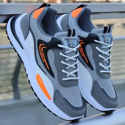 Zapatillas deportivas informales de retazos para hombre, zapatos de malla transpirables para hombre, zapatillas de tenis para correr al aire libre, zapatillas masculinas cálidas con cordones y antideslizantes.