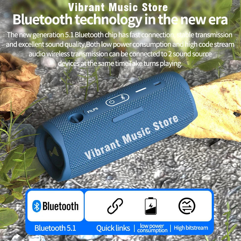 FLIP6 Wireless Bluetooth Speaker, Outdoor Riding Waterproof Subwoofer, AUX Audio Input, TF Card Playback, MP3 Music Player
