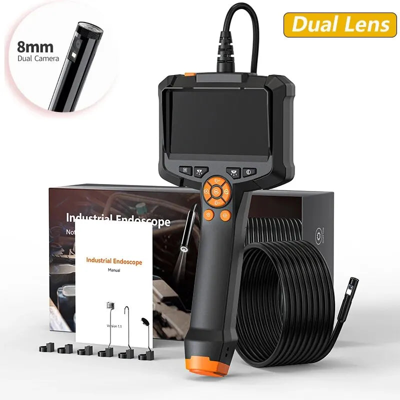 Cámara endoscópica industrial con pantalla IPS de 4,3 pulgadas, IP67, resistente al agua, HD1080P, lente de 8 mm, para inspección de tuberías y alcantarillado, boroscopio para coche.