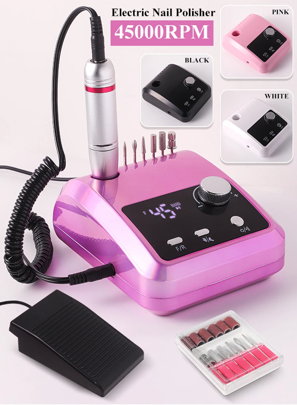 45000RPM Nail Drill Machine Cutters Professional Electric Nails Sander File for Gel Nails Polishing Remove Home Manicure Salon