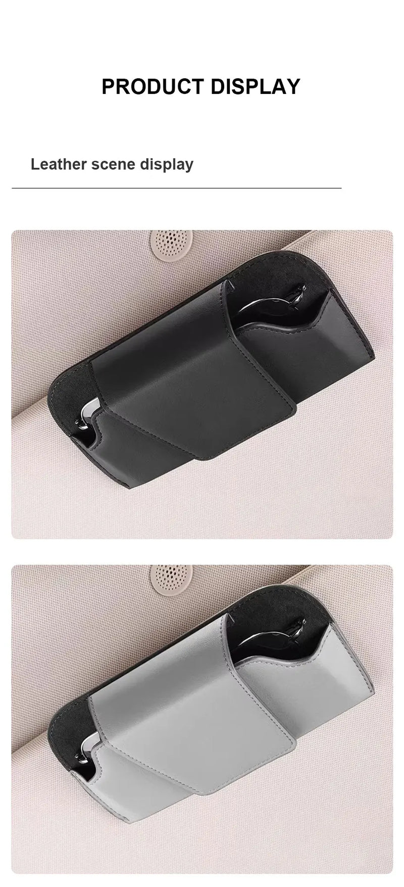 SEAMETAL Cowhide Sun Visor Glasses Holder Premium Leather Wear-Resistant Sunglasses Protective Box Auto Eyeglasses Storage Case