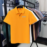 Cotton100% Men's Summer High Quality Short Sleeves Polo Shirt Lapel Button Letter Printing T-Shirt Business Leisure Men Clothing