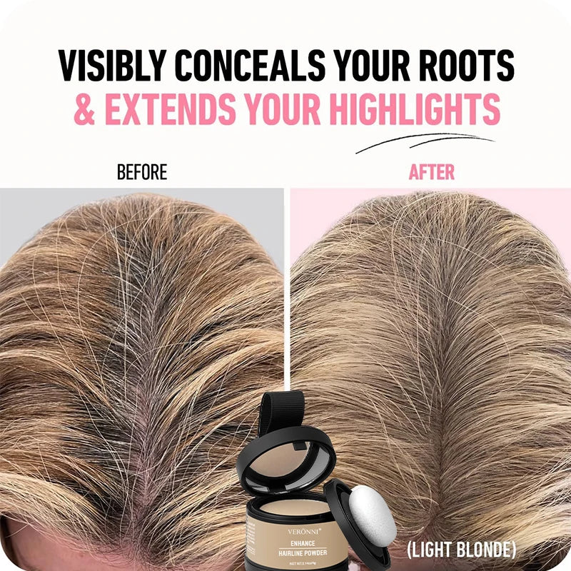 Polvo corrector de línea de cabello esponjoso, fibras temporales para cabello negro, raíces, cobertura de canas, polvo de sombra de línea de cabello al instante 