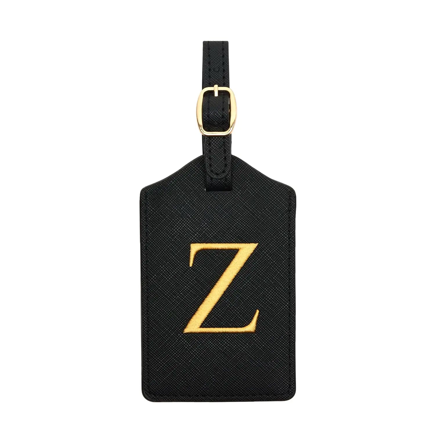 PU Leather Luggage Tag for Travel - Durable Suitcase ID Tag with Privacy Cover & Name Card Slot (A-Z) liu