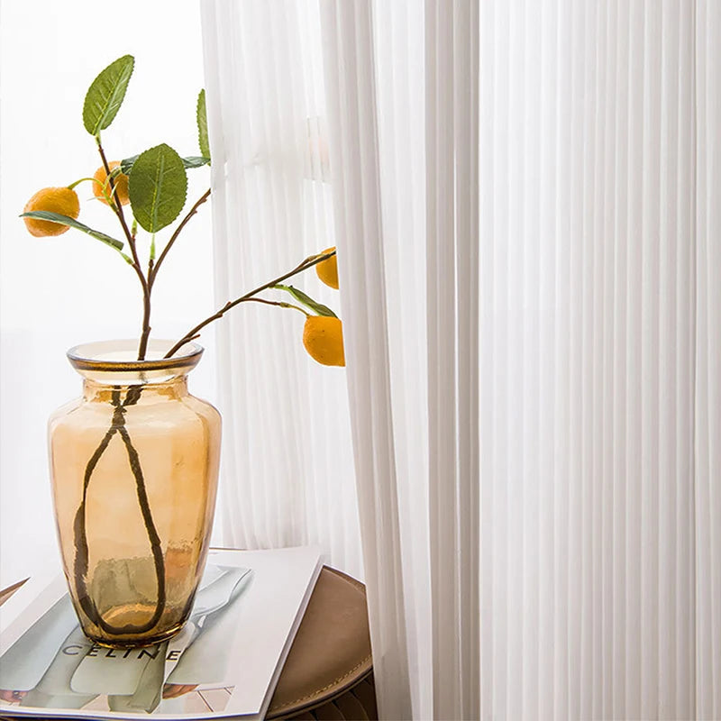 Vertical Louvered Chiffon Transparent Curtains High-quality Sun Shading White Chiffon Suitable for Living Rooms and Bedroom 1PC