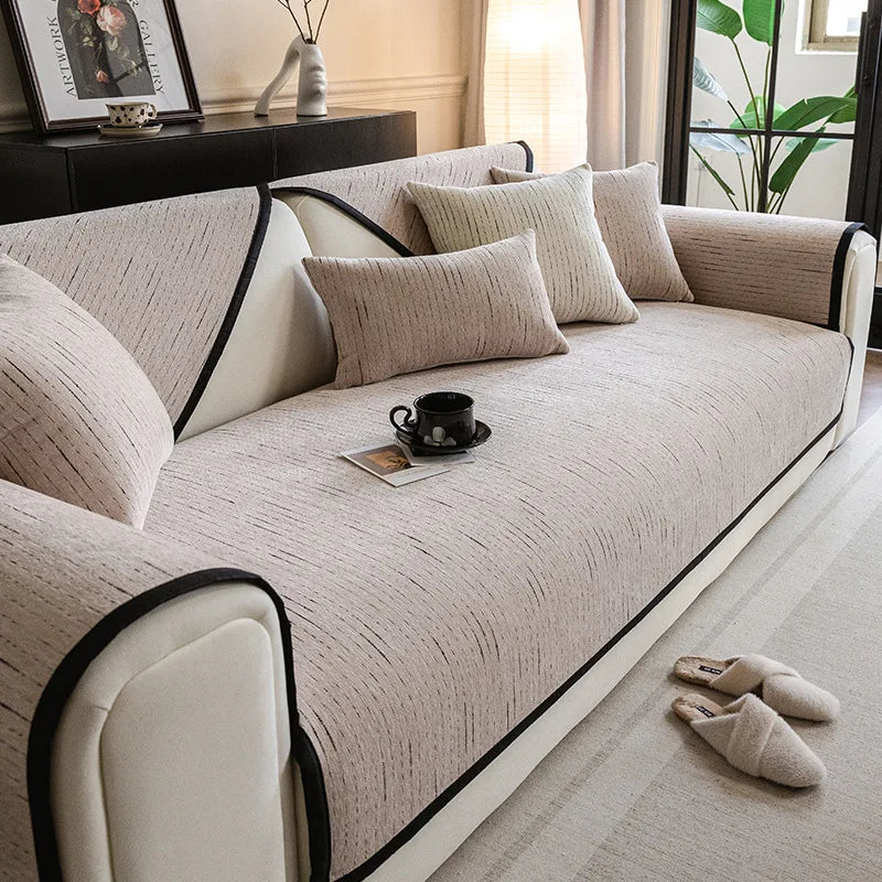 Scratch Sofa Cover Towel Solid Color Non-slip Sofa Backrest Cover Towel Universal New Chenille Sofa Cushion Anti-cat