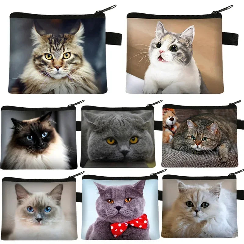Coin Purse New Animal Cat Children's Wallet Student Portable Card Coin Key Storage Bag Polyester Hand Bag Mini Bag