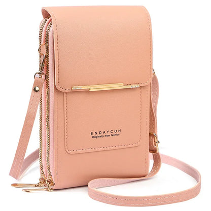 Cartera para teléfono móvil con pantalla táctil, de piel sintética, para mujer, minibolso de hombro con solapa, tipo bandolera, pequeño