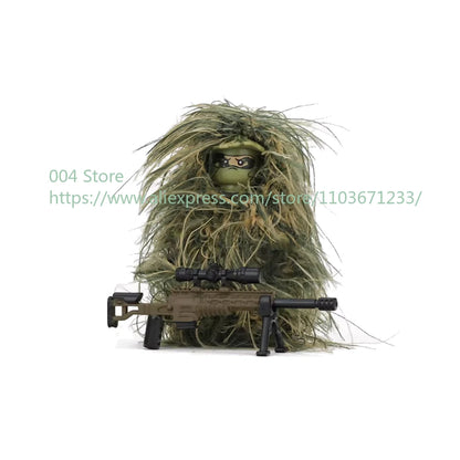 Military Special Forces Action Figure Building Blocks Ghillie Suit Weapons Sniper SWAT Ghost KSK Police Bandit Boy Toy Gift F029