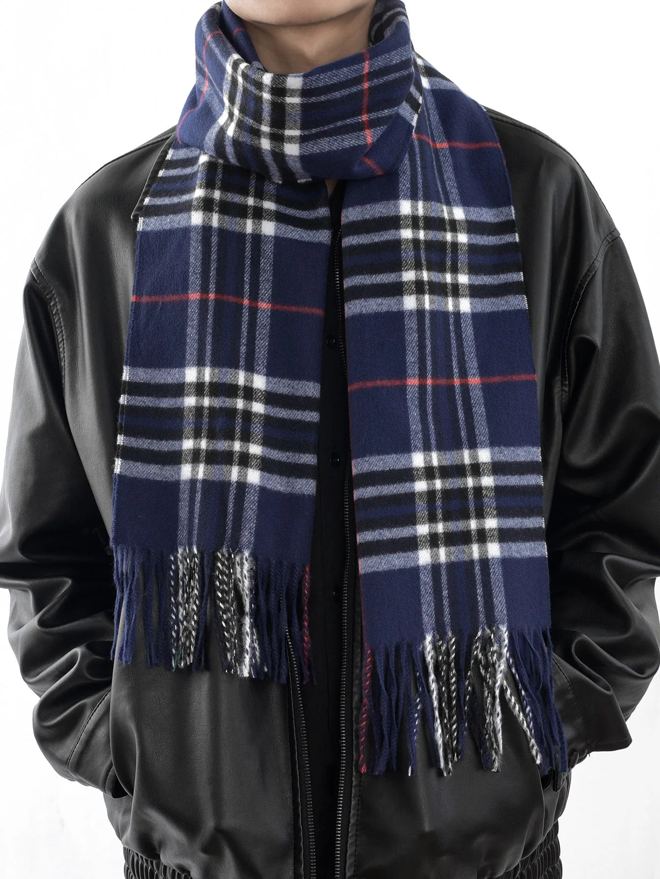Bufanda tipo chal para hombre con tacto de cachemira cálido a cuadros de Edimburgo, bufanda a cuadros escoceses de estilo preppy