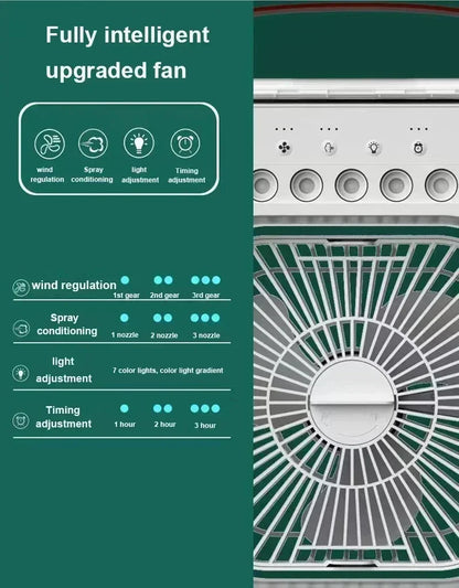 3 In 1 Summer Cooling Fan Portable Desktop Humidifier USB Mini Air Conditioners Night Light Water Mist For Home Or Office