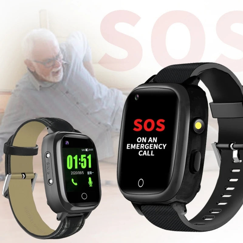 Smart Watch for Elderly Fall Detection GPS Positioning 4G SIM Card SOS Phone Call Heart Rate T
