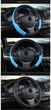38cm Steering Wheel Cover PU Leather Anti Slip Steer Wheel Protector Breathable Fiber Braid Universal Steering Cover