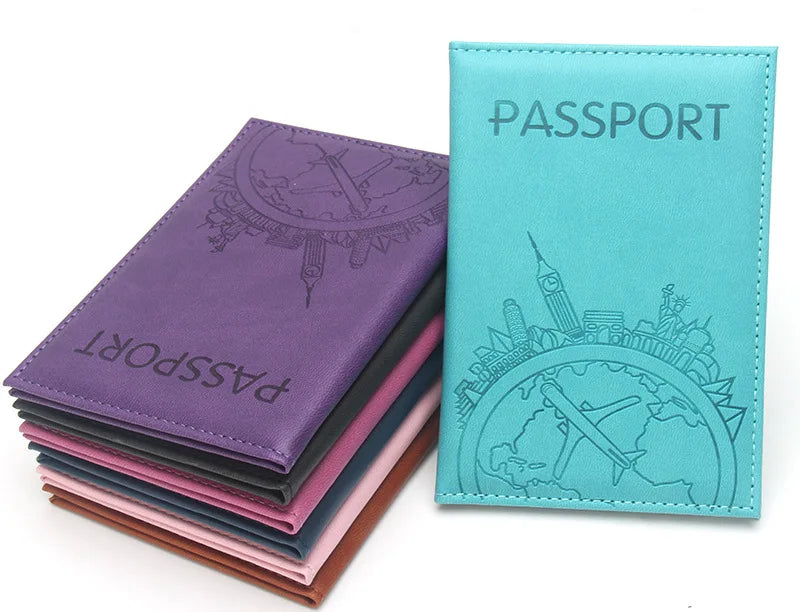 Global Flight Printed Passport Holder Leather Passport Covers Lightweight Airplane Passport Case Id Holder Plane Ticket Holder