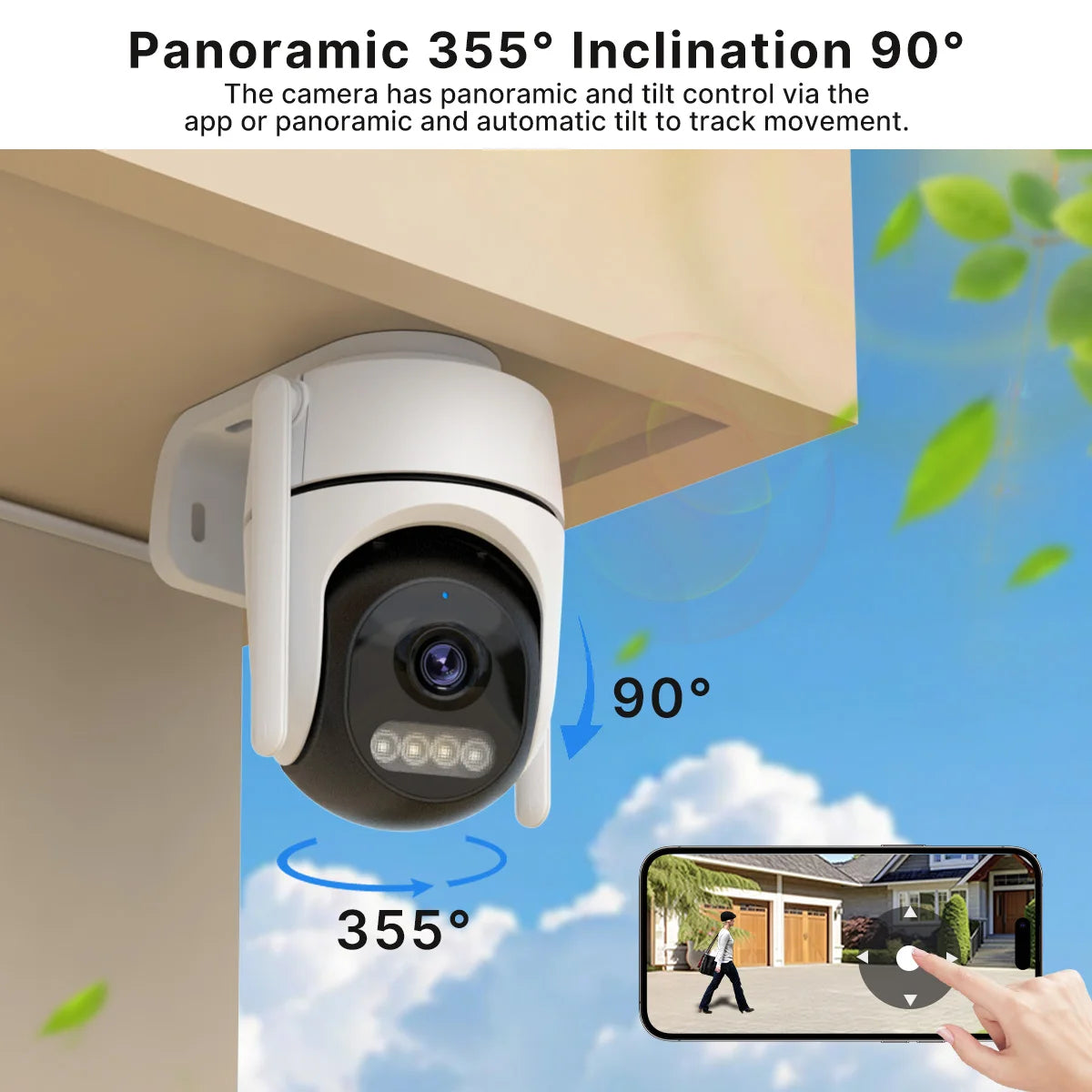 WONSDAR 2pcs PTZ Camera Outdoor IP Camera Video Surveillance WiFi Camera Home Security Protection Motion Detection Alarm iCsee