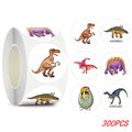 100-500pcs 1'' Round Dinosaur Stickers for Teacher Reward Stickers School Supplies Animal Incentive Roll Sticker for Home