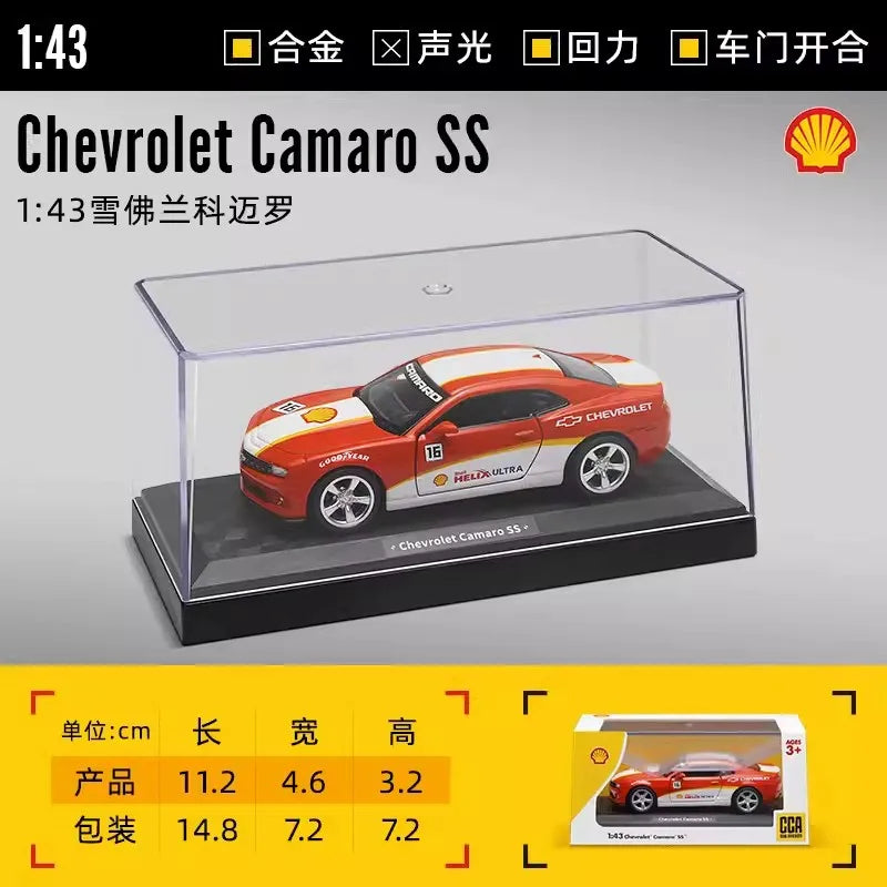 CCA 1:43 BMW Gulf Oil Station Shell Station McLaren Lamborghini Series Racing Alloy Car Model Toy Car Casting Pullback Function
