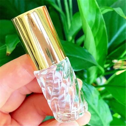 5/10ml Essential Oil Glass Roller Bottles With Roller Balls Refillable Perfume Dispenser Vials Travel Clear Cosmetic Container