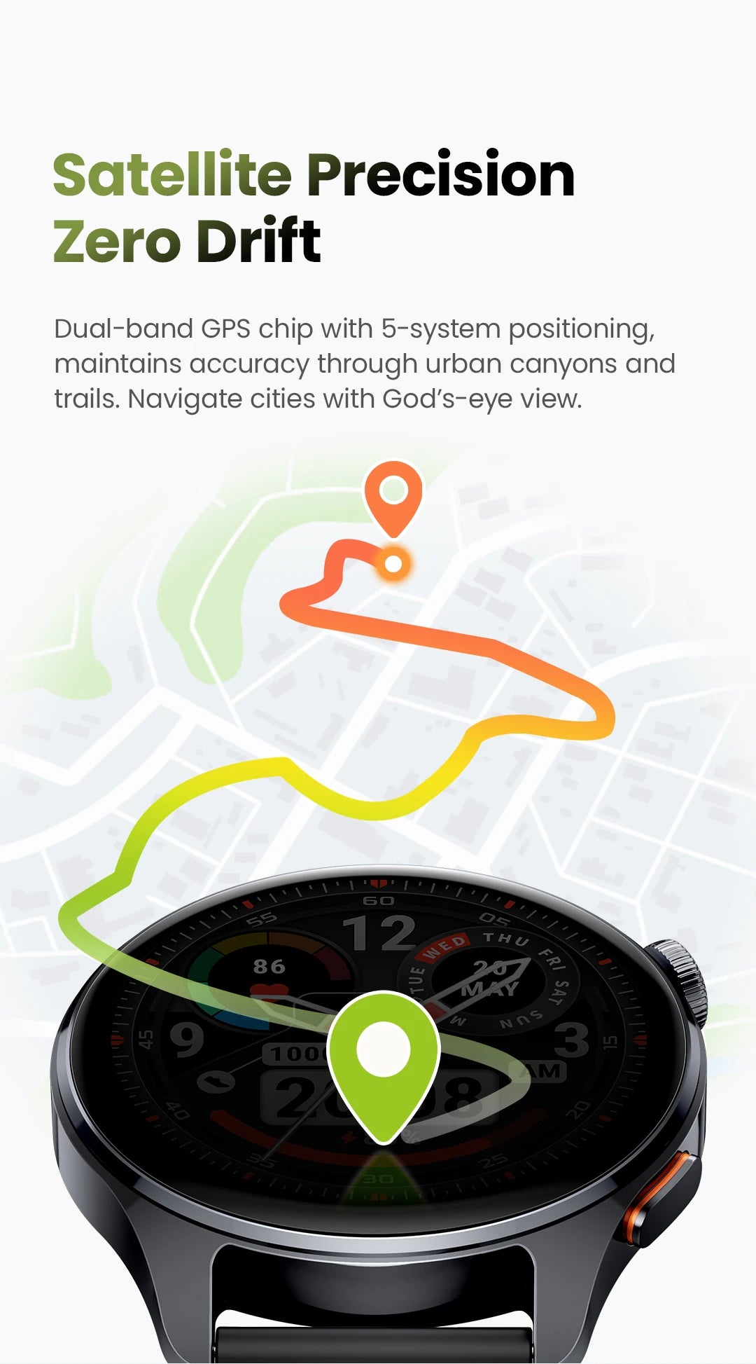 Smartwatch HAYLOU Watch 4S com GPS, tela AMOLED HD de 1,43", posicionamento GPS via 5 satélites e mais de 120 modos de treino – Relógio inteligente para esportes e fitness