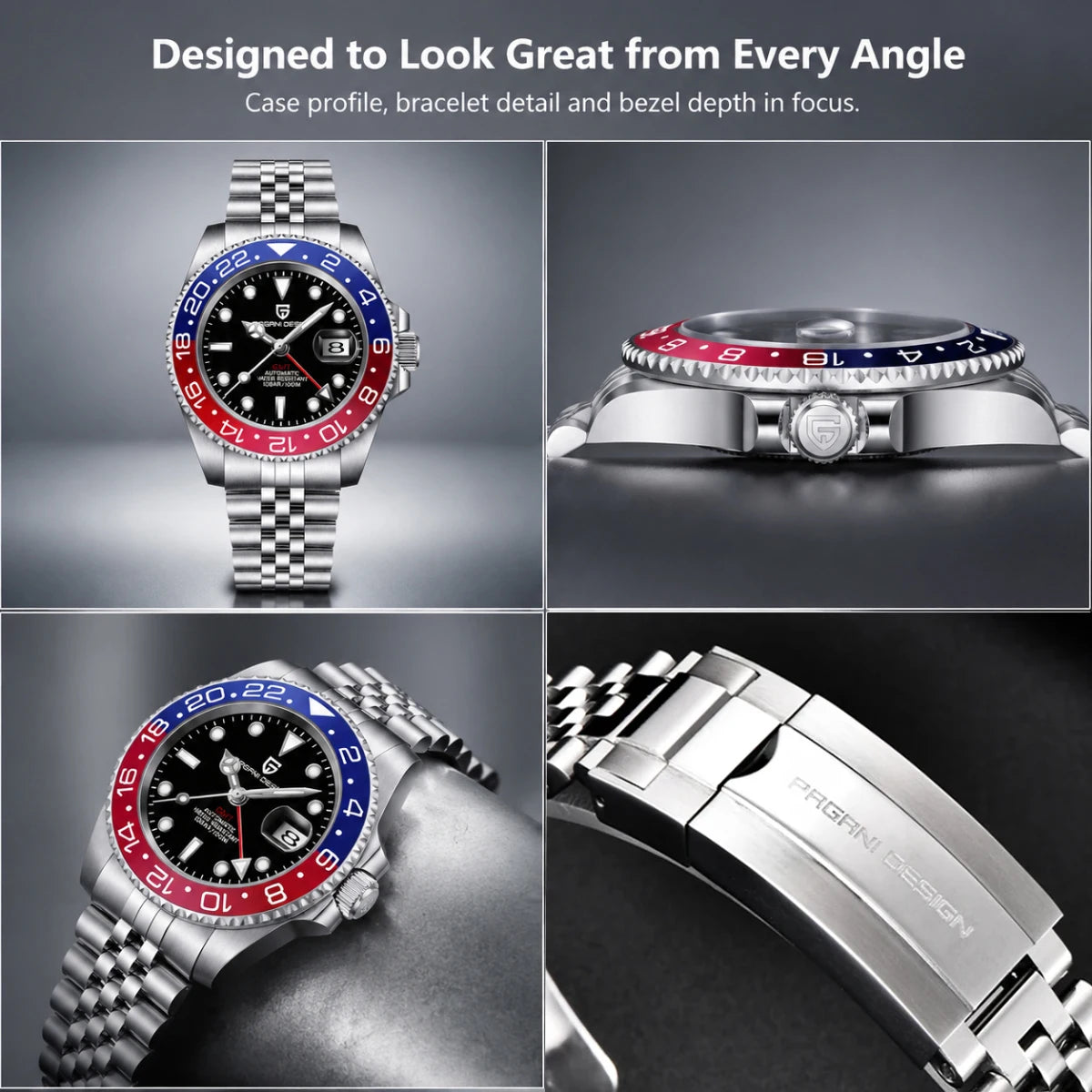 Relógio Masculino Mecânico de Luxo PAGANI DESIGN 2026 – Aço Inoxidável, Função GMT, Vidro de Safira – Marca de Alto Padrão