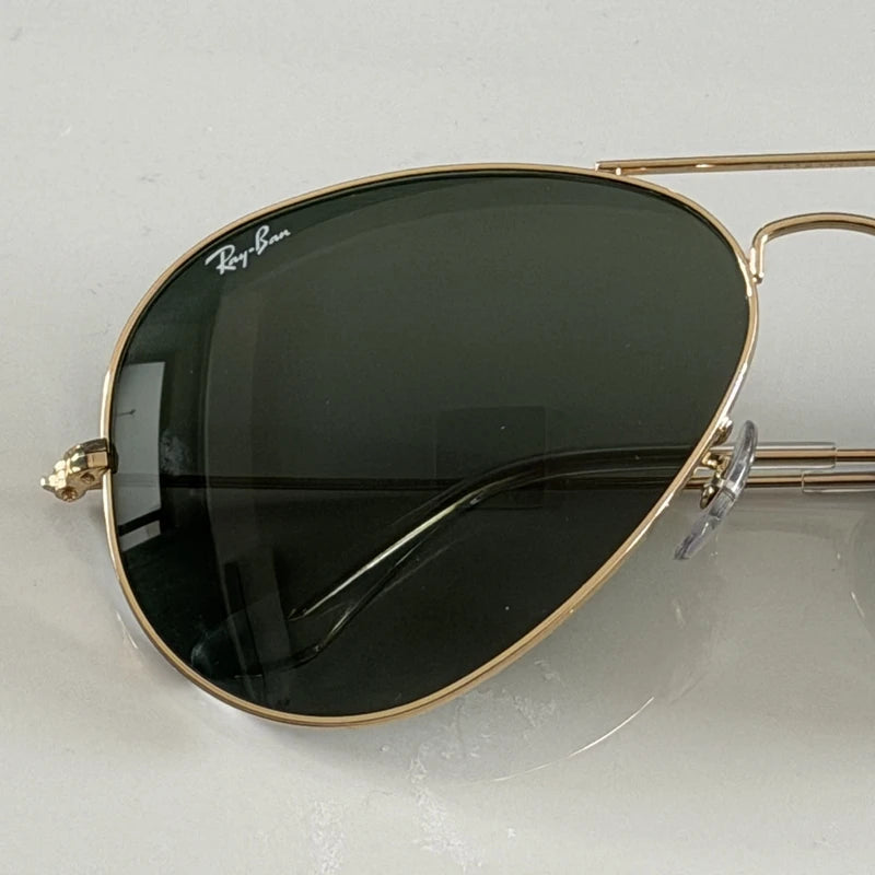 Rayban Original 3026 Aviator Glass Lenses 62mm Sunglasses Unisex Oval Classic Thin Metal Frame in box