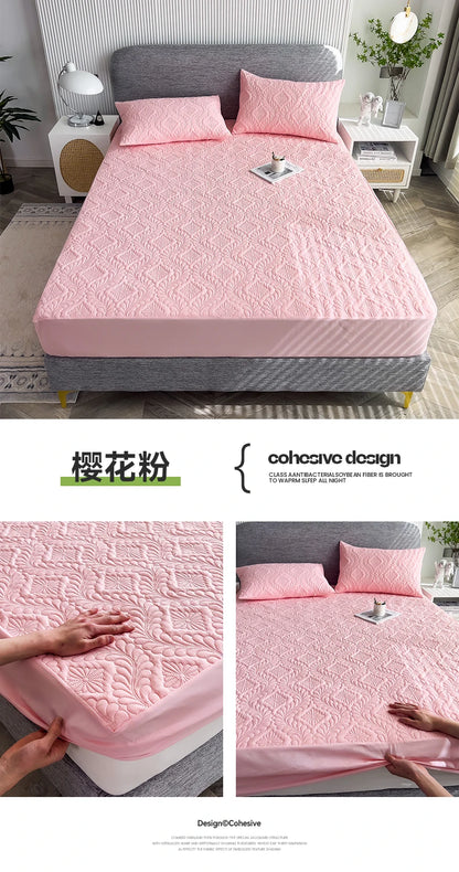 Waterproof Mattress Protector Thicken Fitted Bed Sheet Breathable & Noiseless Mattress Pad for Twin/Double/Queen/King Size Beds