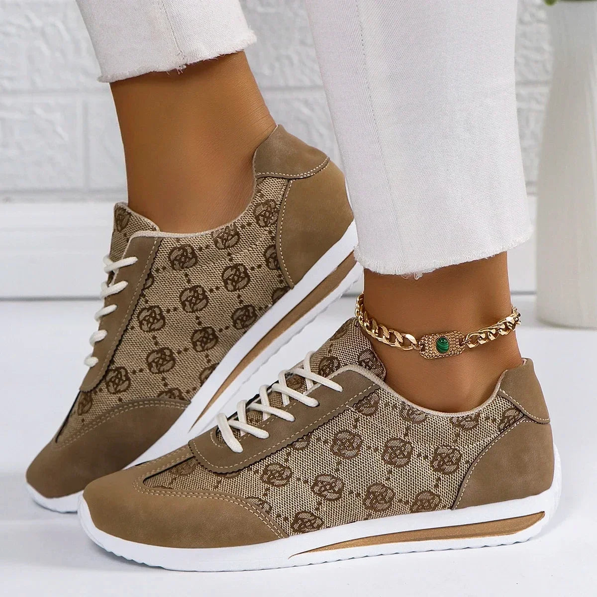 Women Thick Soled Cross Round Head Thin Fashion Shoes Women Comfortable  Breathable Casual Wear-resistant Shoes Zapatos De Mujer