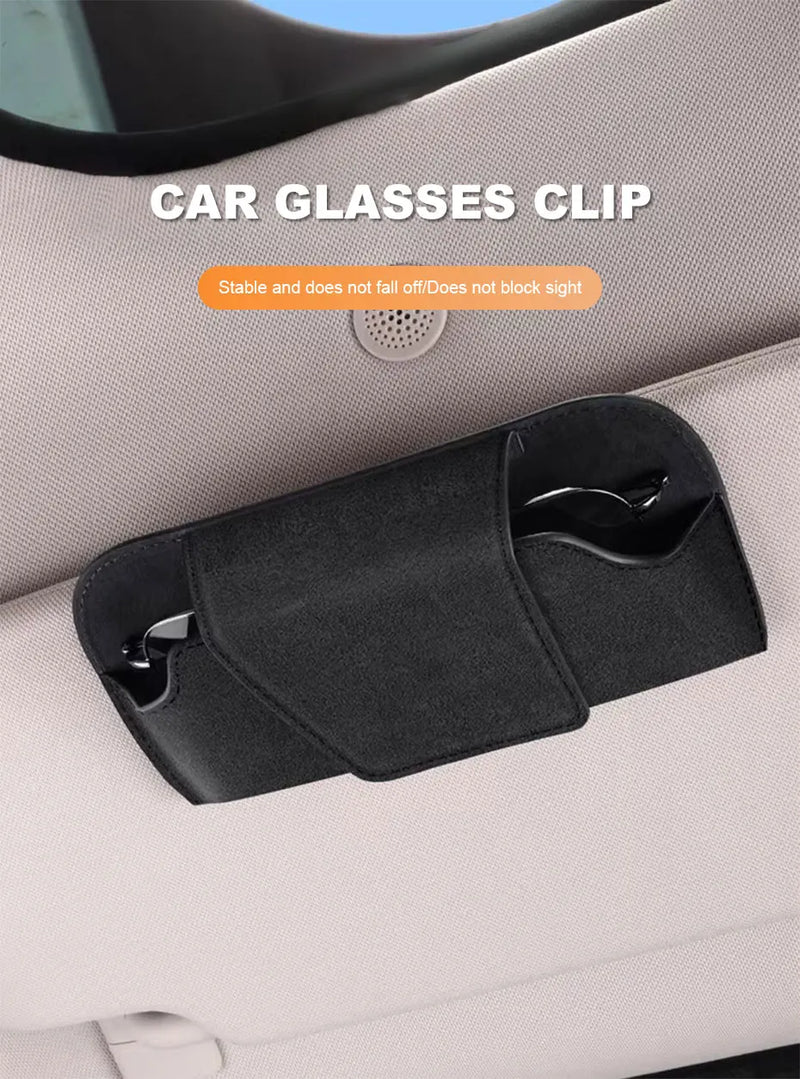SEAMETAL Cowhide Sun Visor Glasses Holder Premium Leather Wear-Resistant Sunglasses Protective Box Auto Eyeglasses Storage Case