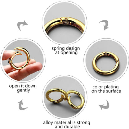 5pcs Metal O Ring Keyring Spring Buckles DIY Jewelry Openable Round Carabiner Keychain Clasp Bag Clips Snap Hook