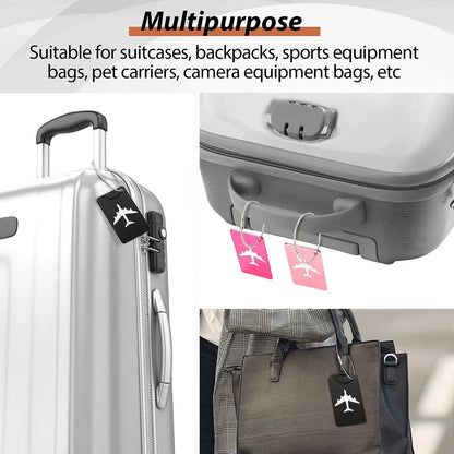 Aluminium Alloy Aircraft Luggage Tag with Name Travel Luggage Tag ID Card Anti-lost Solid Colour Travel Accessories
