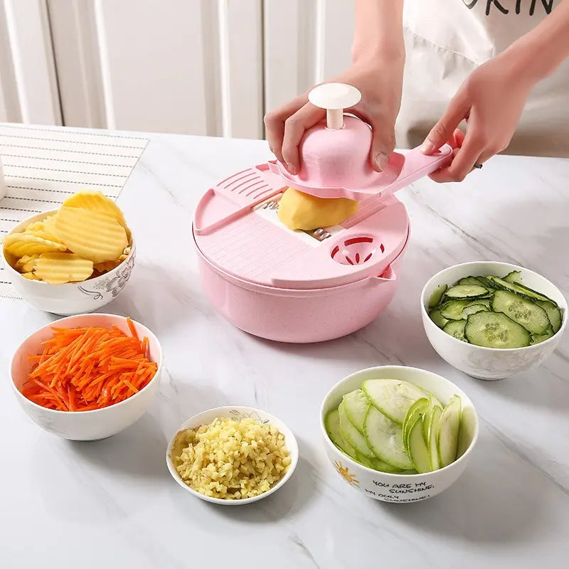 12PCS New Kitchen Multi-functional Nine-in-one Vegetable Cutter Grater Potato Radish Shredder Vegetable Cutter Salad Utensils