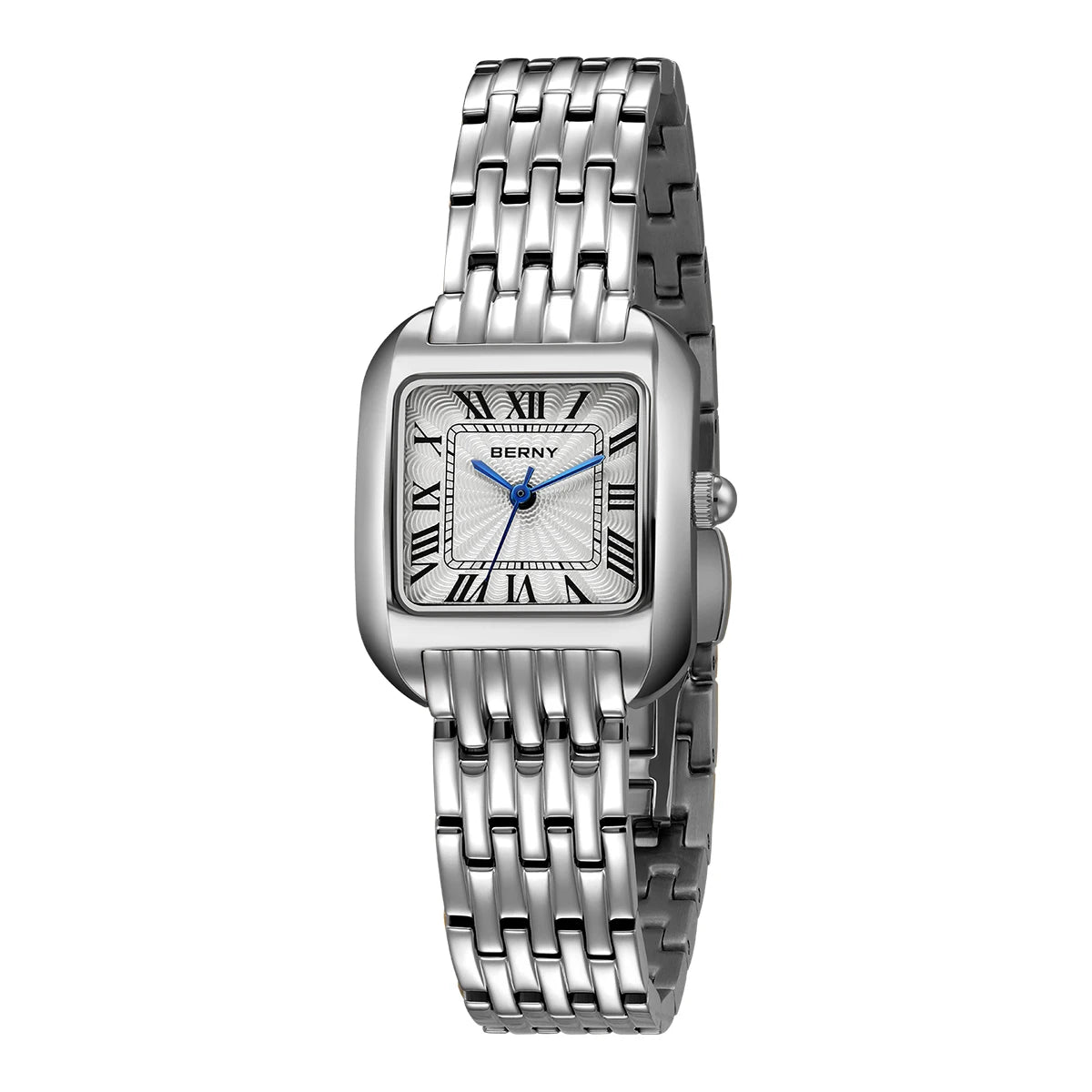 Relógio masculino quadrado de luxo em aço inoxidável design vintage