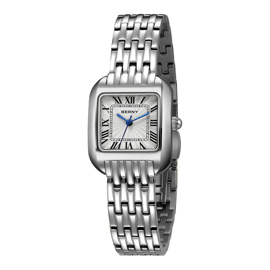 Relógio masculino quadrado de luxo em aço inoxidável design vintage
