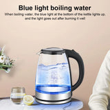 2L Large Capacity Electric Kettle 220V Glass Tea Kettle Home Kitchen Water Heater 1500-1800W EU/UK Plug Water Boiler