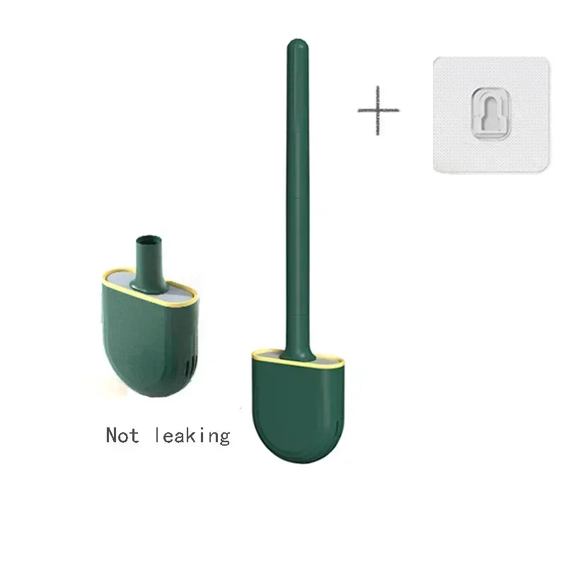 Wall Mounted Toilet Brush Replacement Long Handled Silicone Toilet Brushes Quick Drying Soft Bristles Toilet Bidet Bathroom Set