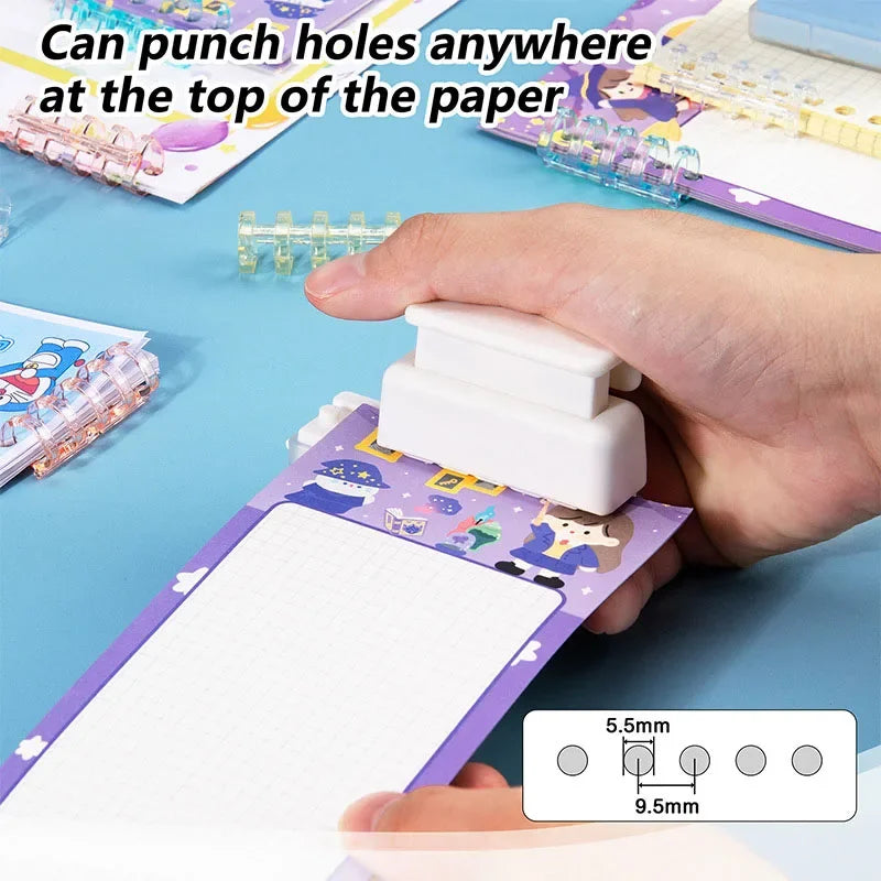 Fromthenon 5 Holes Puncher Loose Leaf Notebook Paper Mini Puncher Loose-leaf Binding Student Office Stationery Supplies