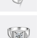 PERFANY 1/2CT Moissanite Ring for Men S925 Pure Silver Sparkling Diamond Domineering Wedding Ring Luxury Wedding Jewelry Gift