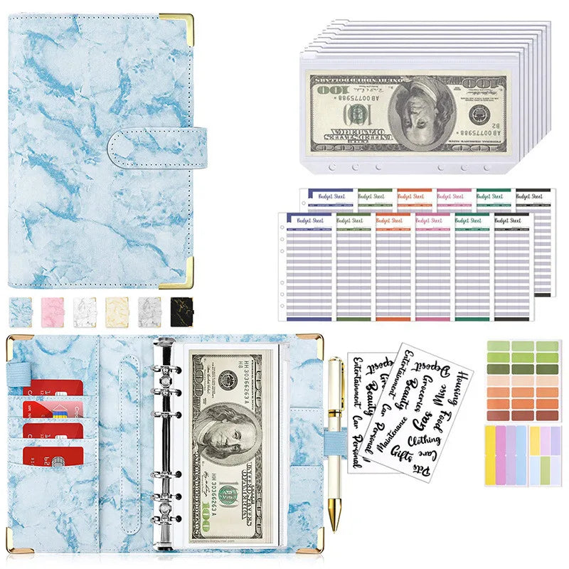 New A6 Budget Plan Notebook Cash Envelope Saving Money 6-Hole Binder for Financial Management A6 Loose-Leaf Notebook Binder