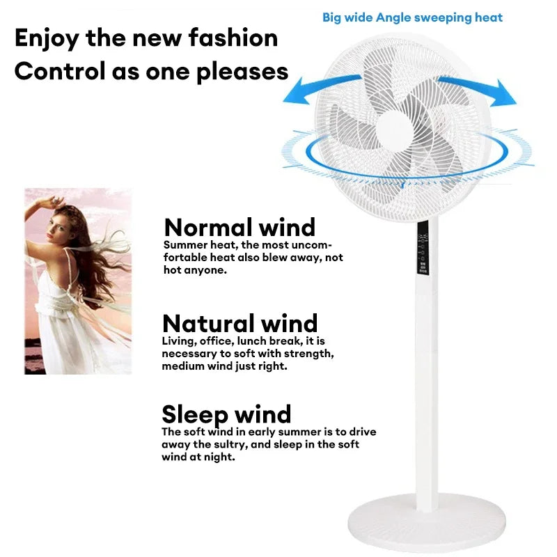 16 Inch Smart Pedestal Standing Fan Shaking Time Outdoor Remote Control Floor Fan for Living Room Bedroom Kitchen Home Office
