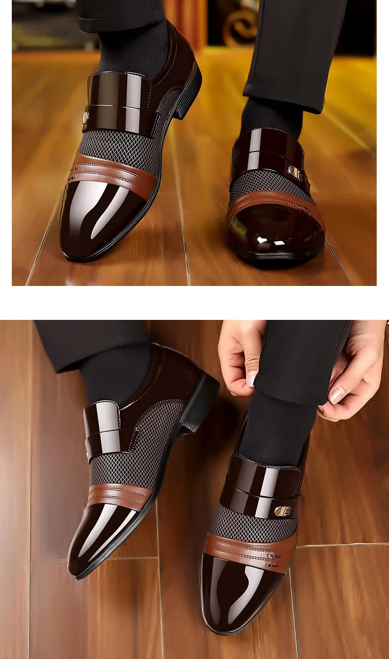 Men's Luxury Lacquer Oxford Wedding Shoes, Pointed Toe Dress Shoes for Men, Classic Business Men's Leather Shoes, Big Size 38-48