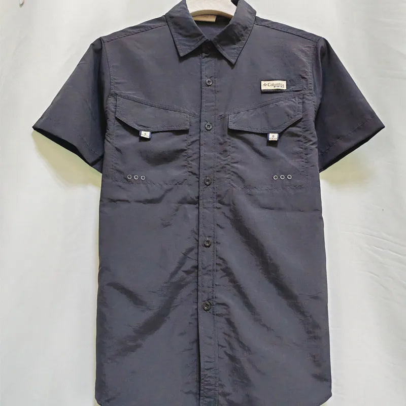 Camisa para hombres Spring/Summer New Long sleeved Short sleeved Classic Polo Collar Shirt Top Pocket Men's Casual Shirt 2024