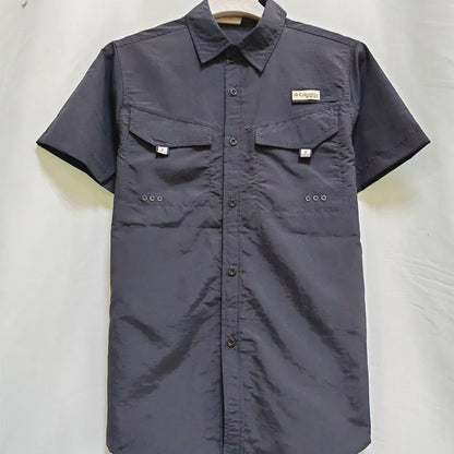 Camisa para hombres Spring/Summer New Long sleeved Short sleeved Classic Polo Collar Shirt Top Pocket Men's Casual Shirt 2024
