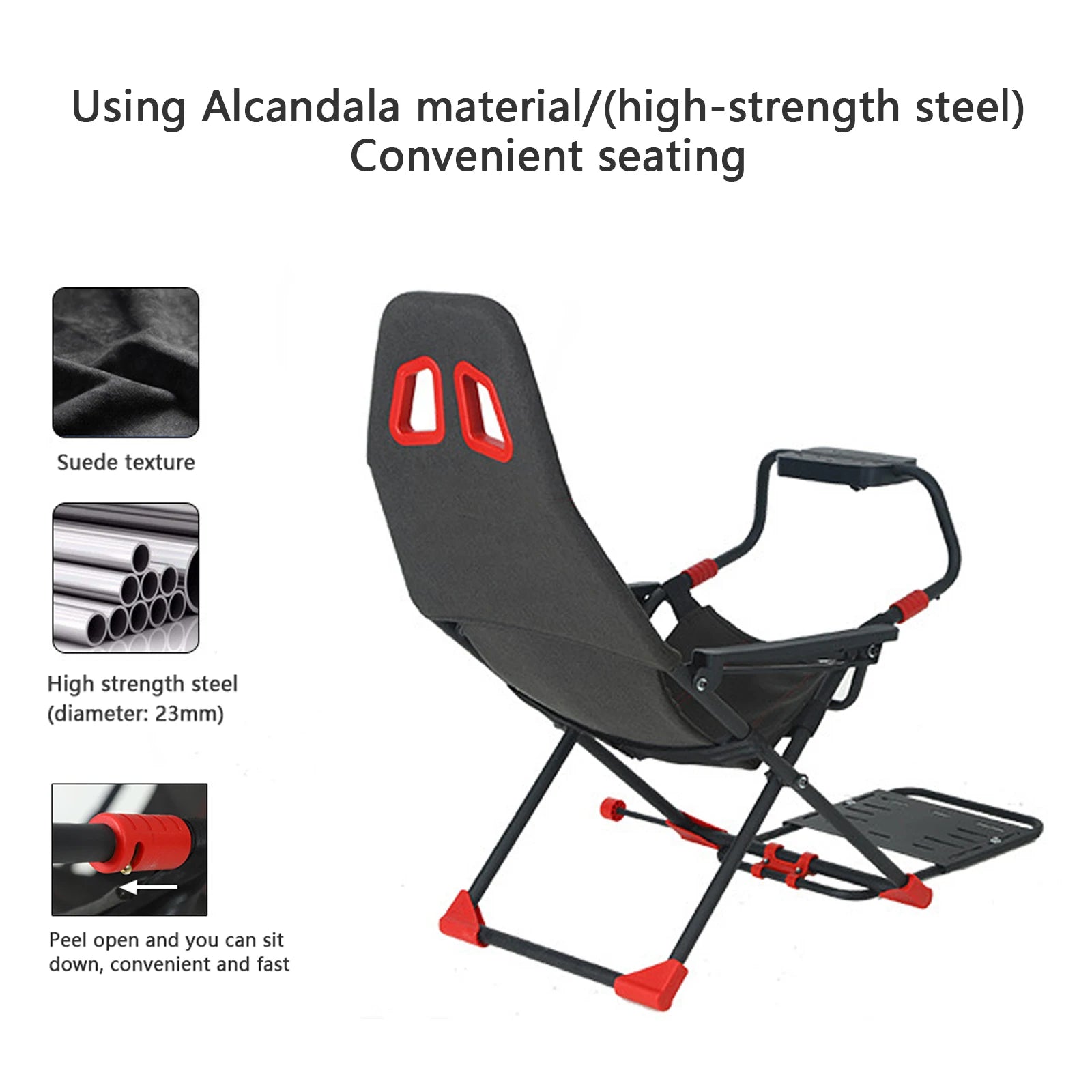 Inicio Simulador de juegos Simulador de carreras plegable Soporte de asiento Soporte de volante Experimentador de juegos de carreras