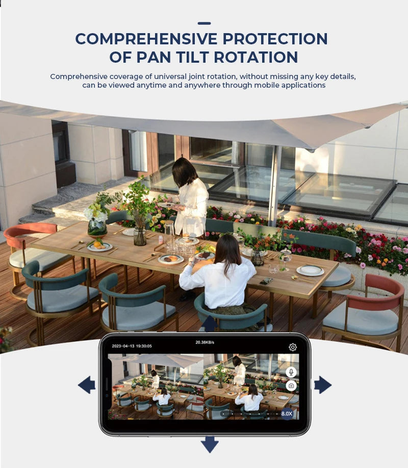 9MP PTZ Wifi Camera Three Lens Dual Screens Outdoor Surveillance CCTV Cameras Ai Human Detect Security IP Camera Auto Tracking