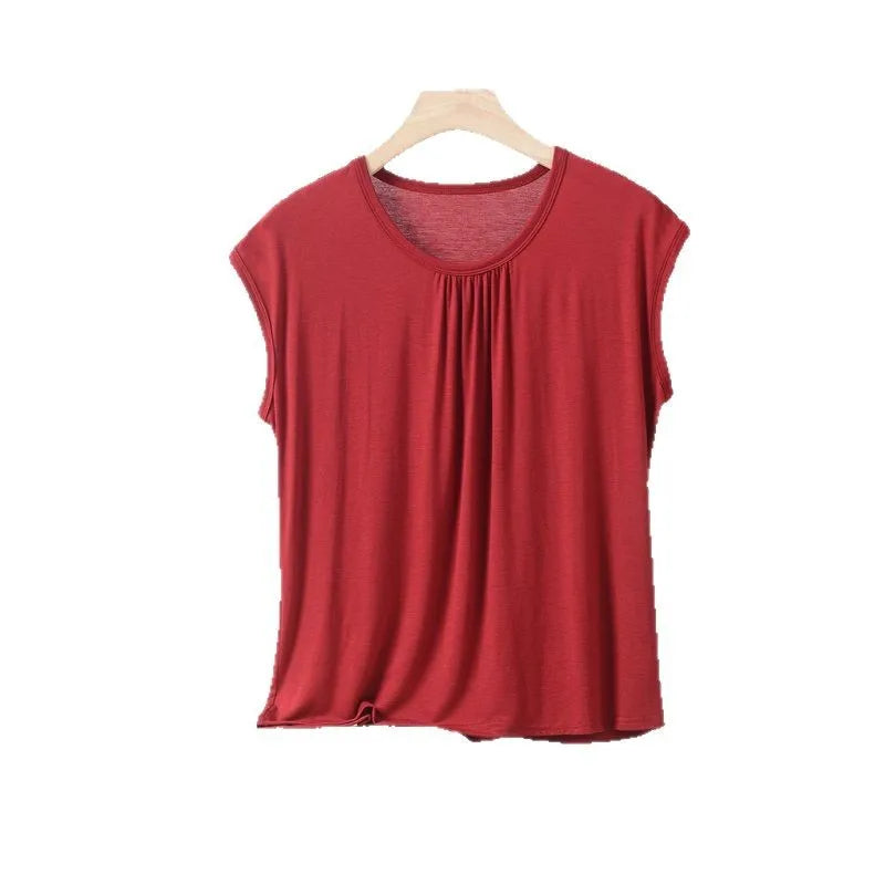 XL to 8XL Plus Size Modal Loose T-Shirt Sleeveless Solid Color Casual Tank Tops Homewear Bottomed Tee Tops Summer Women's Top