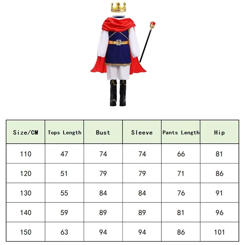 Boy's King Prince Cosplay Costume Prince Crown Scepter Cloak Royalty Suit Halloween Birthday Carnival Costumes Fancy Dress Up