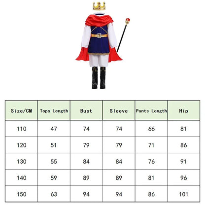 Boy's King Prince Cosplay Costume Prince Crown Scepter Cloak Royalty Suit Halloween Birthday Carnival Costumes Fancy Dress Up